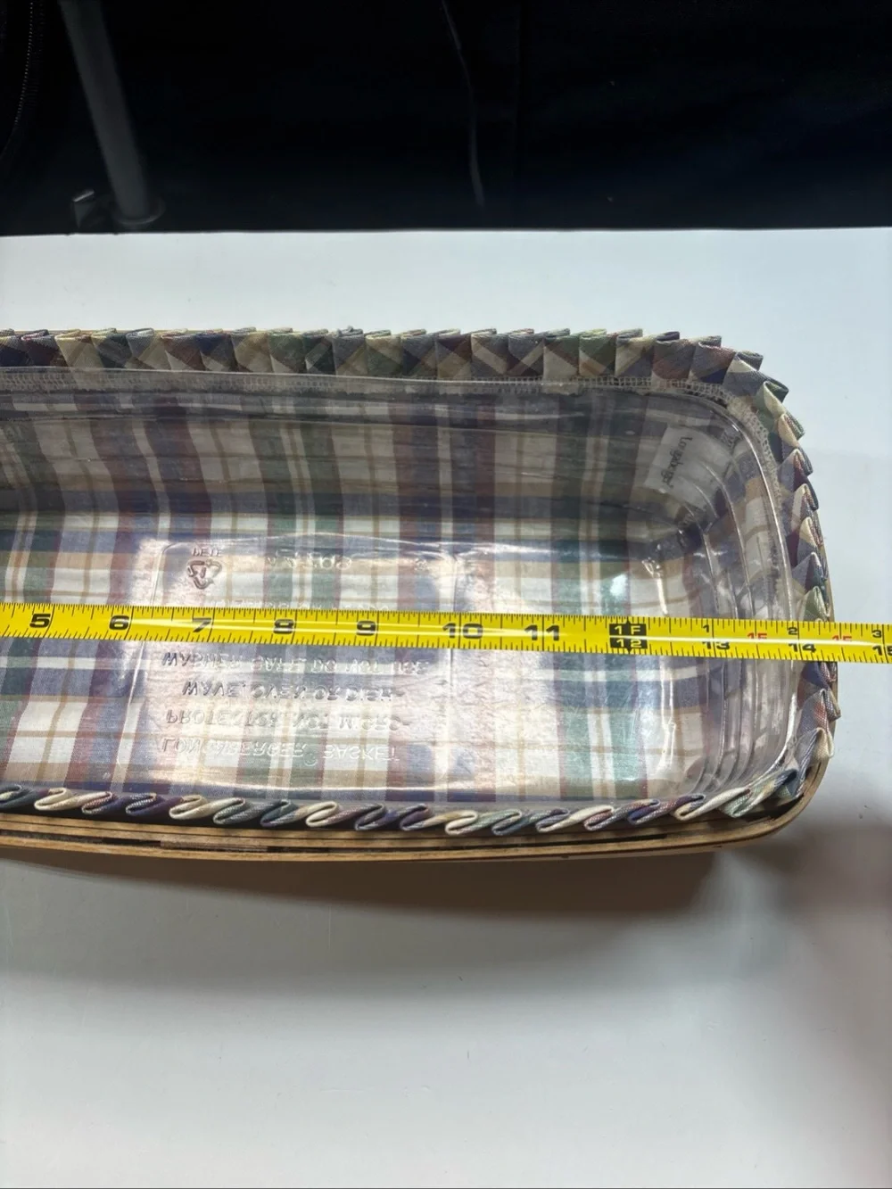 Vintage 2002 Longaberger Bread Basket with Plastic Liner Plaid Protector Liner